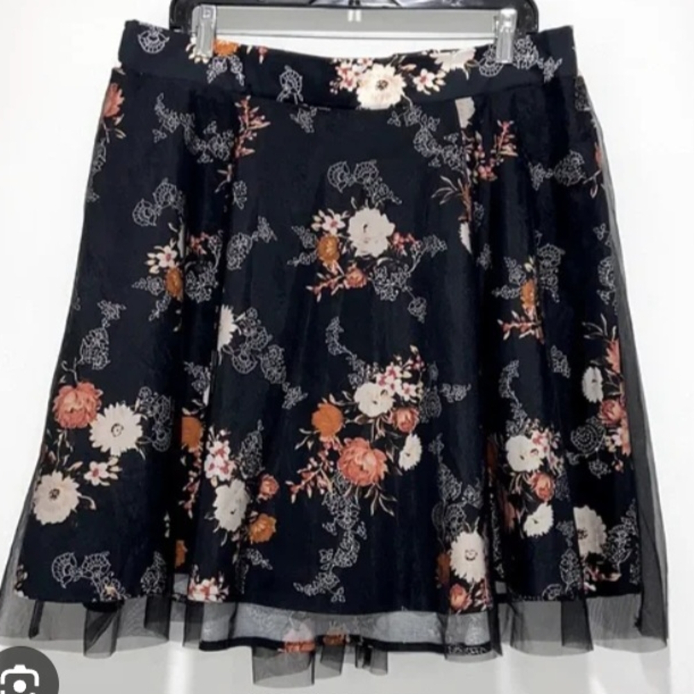 Torrid Black Floral A-Line Skirt